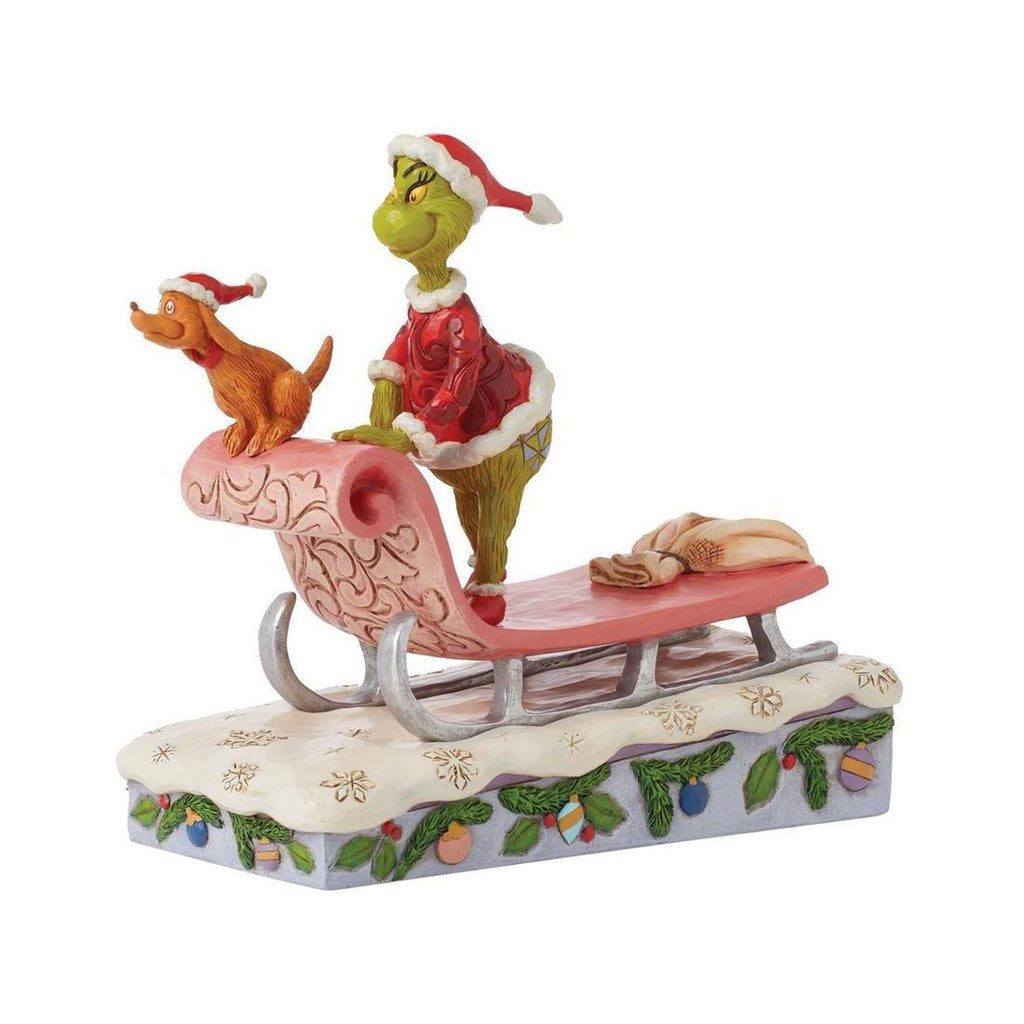 (Pre Order) Grinch by Jim Shore - 17cm/6.75" Grinch and Max on Sleigh