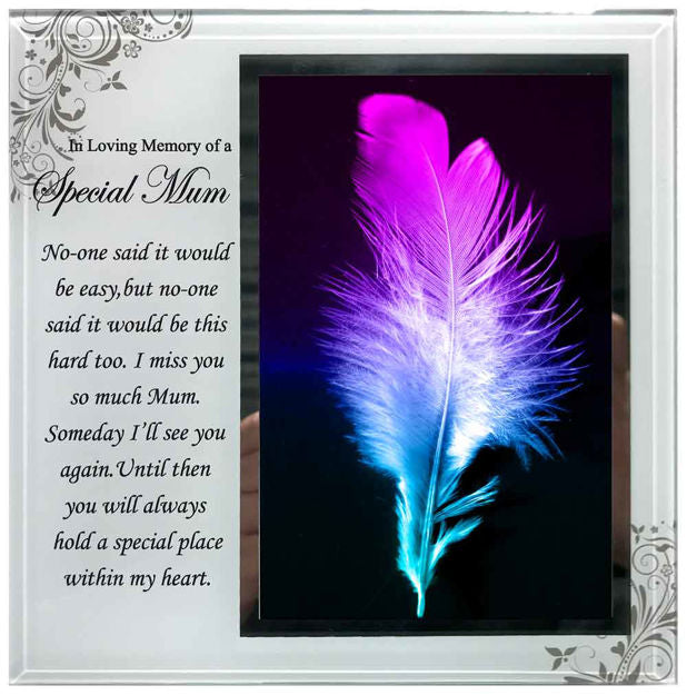 SPECIAL MUM REMEMBERANCE PLAQUE (FEATHER)