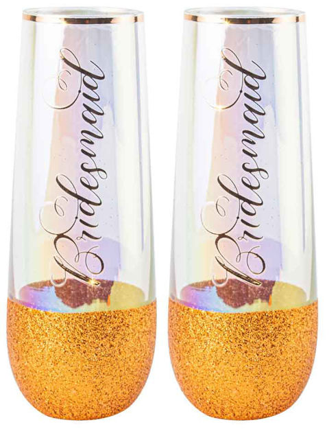 BRIDESMAID STEMLESS CHAMPAGNE SET OF 2