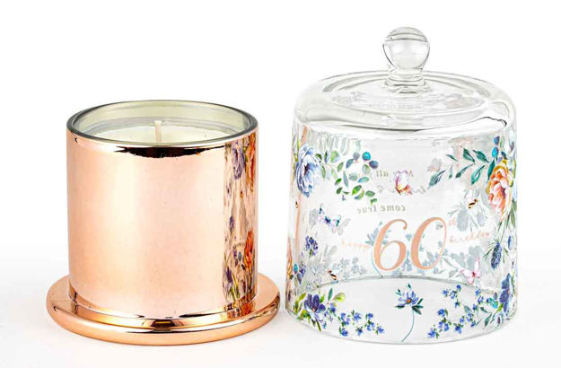 60TH DANCING ROSES CANDLE WITH GLASS CLOCHE