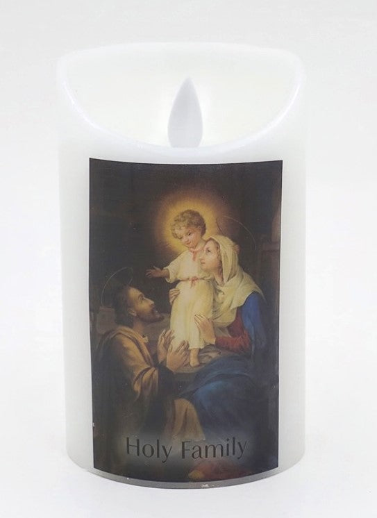 RELIGIOUS LED REAL WAX CANDLE - HOLY FAMILY