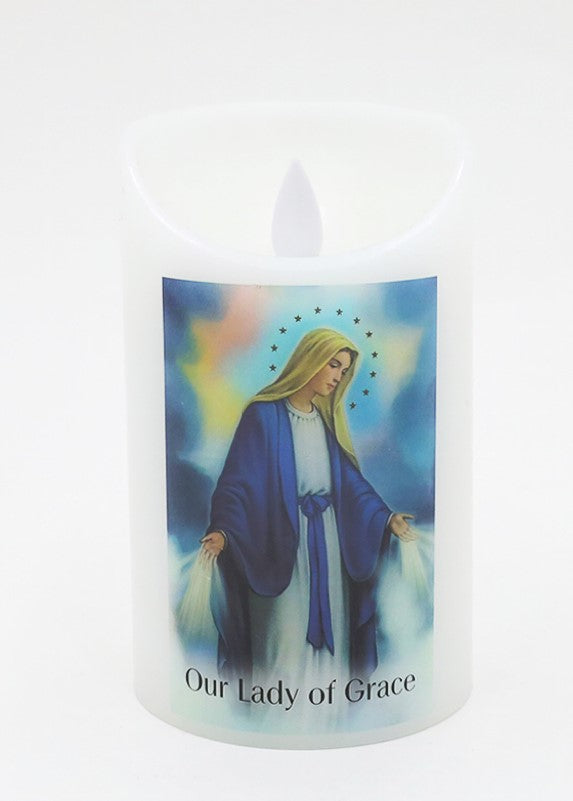 RELIGIOUS LED REAL WAX CANDLE - LADY OF GRACE