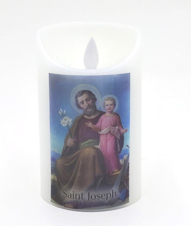 RELIGIOUS LED REAL WAX CANDLE - SAINT JOSEPH