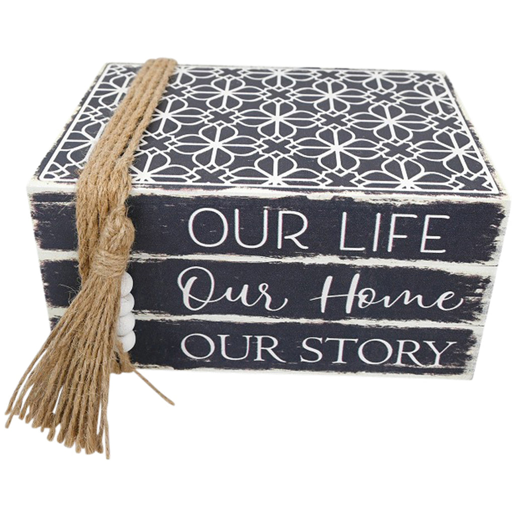 DECORATIVE VINTAGE ‘OUR LIFE’ BOOKS WITH BEADED TASSEL