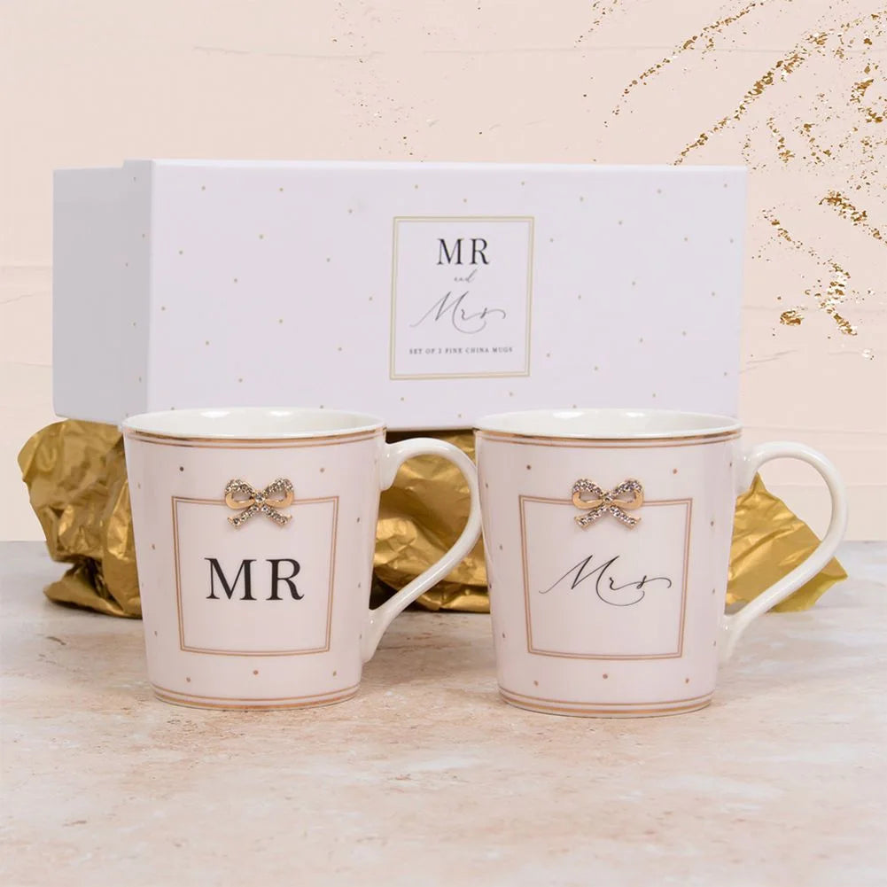 Jewelled Mr & Mrs Mugs Set 2