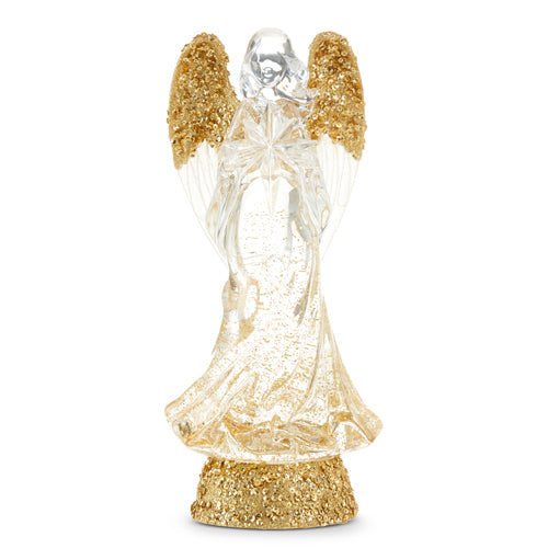 13" Lighted Angel With Gold Swirling Glitter