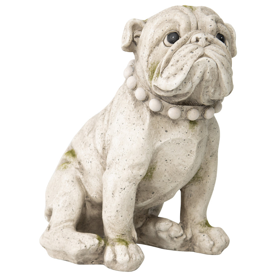 BULLDOG FIGURINE STATUE W/ ORNATE COLLAR