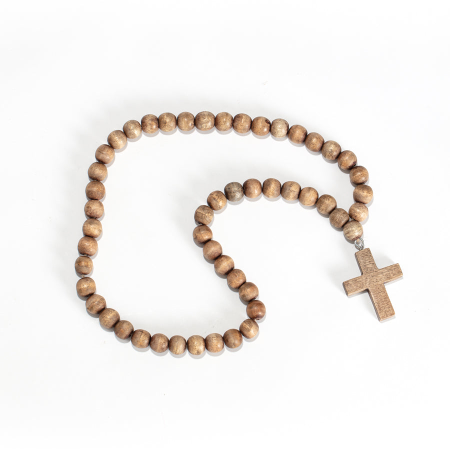 HANDCRAFTED MANGOWOOD CROSS W/ BEADS