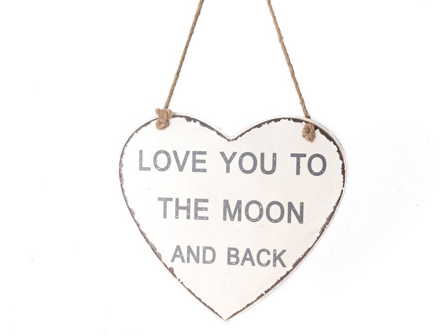 HEART-SHAPE ‘LOVE YOU TO THE MOON’ WALL HANGER