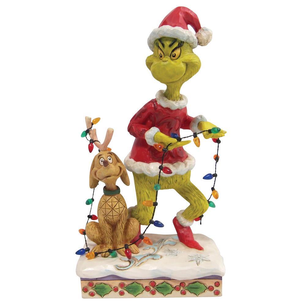 Grinch by Jim Shore - 21cm/8.25" Grinch & Max Wrapped In Lights