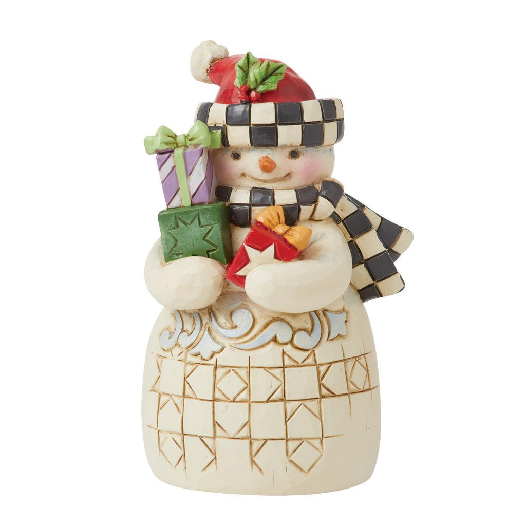 (Pre Order) Heartwood Creek - 9cm/3.5" Mini Snowman with Checkered Hat