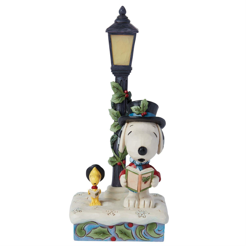 (Pre Order) Peanuts by Jim Shore - 21.5cm/8.5" Lit Snoopy & Woodstock Next To Lit Lampost