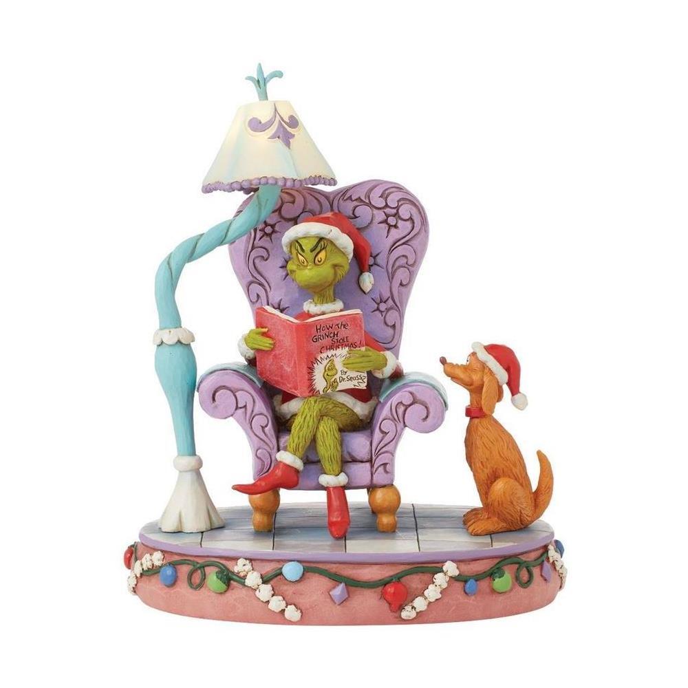 (Pre Order) Grinch by Jim Shore - 20cm/8" Lit Grinch In Chair Reading