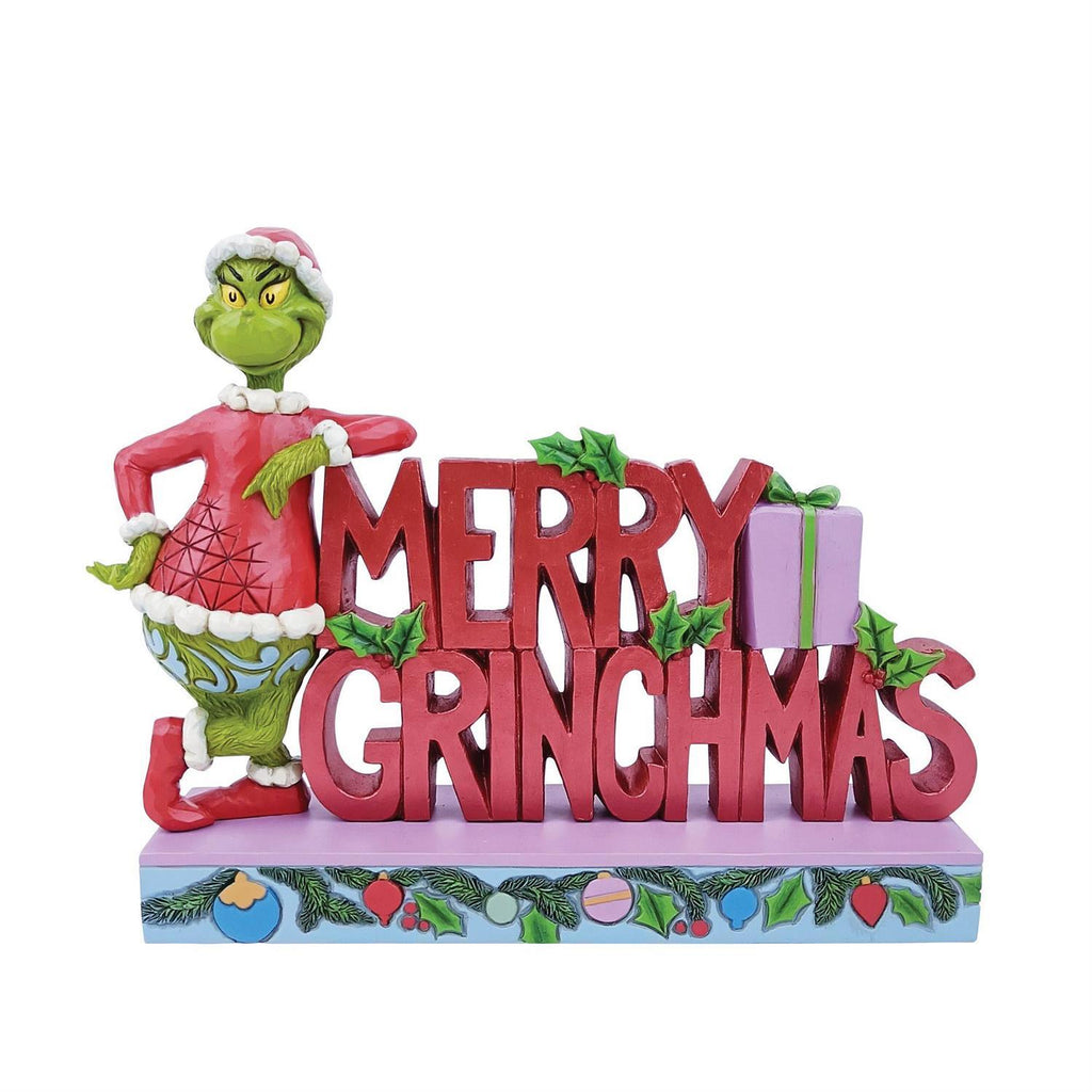 (Pre Order)  Grinch by Jim Shore - 18cm/7.1" Merry Grinchmas Word