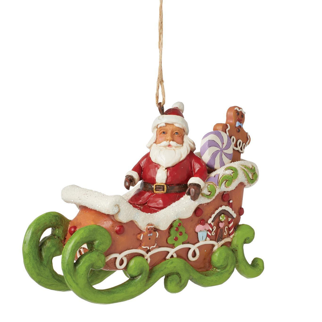 (Pre Order) Jim Shore Heartwood Creek - 7.5cm/3" Santa In Gingerbread Sled HO