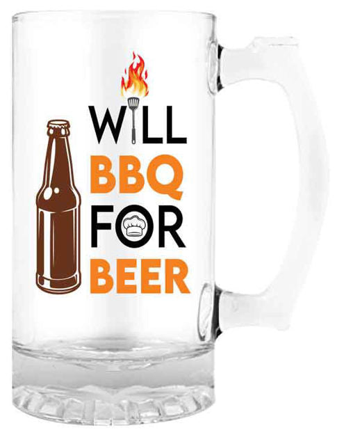 WILL BBQ FOR BEER - BEER STEIN
