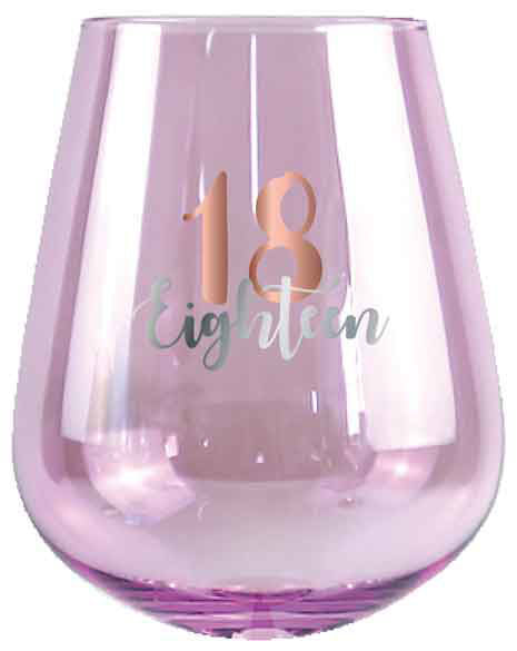 18TH STEMLESS GLASS ROSE GOLD DECAL