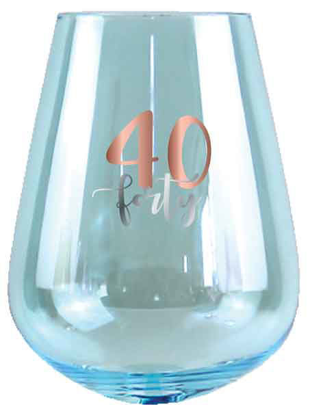 40TH STEMLESS GLASS ROSE GOLD DECAL
