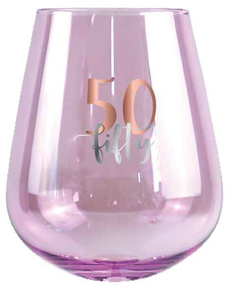 50TH STEMLESS GLASS ROSE GOLD DECAL