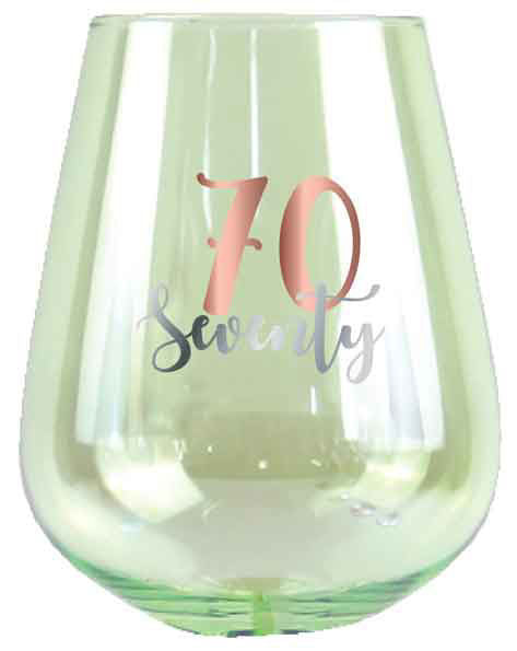 70TH STEMLESS GLASS ROSE GOLD DECAL