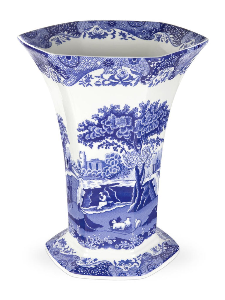 Spode Blue Italian - 26cm Hexagonal Vase