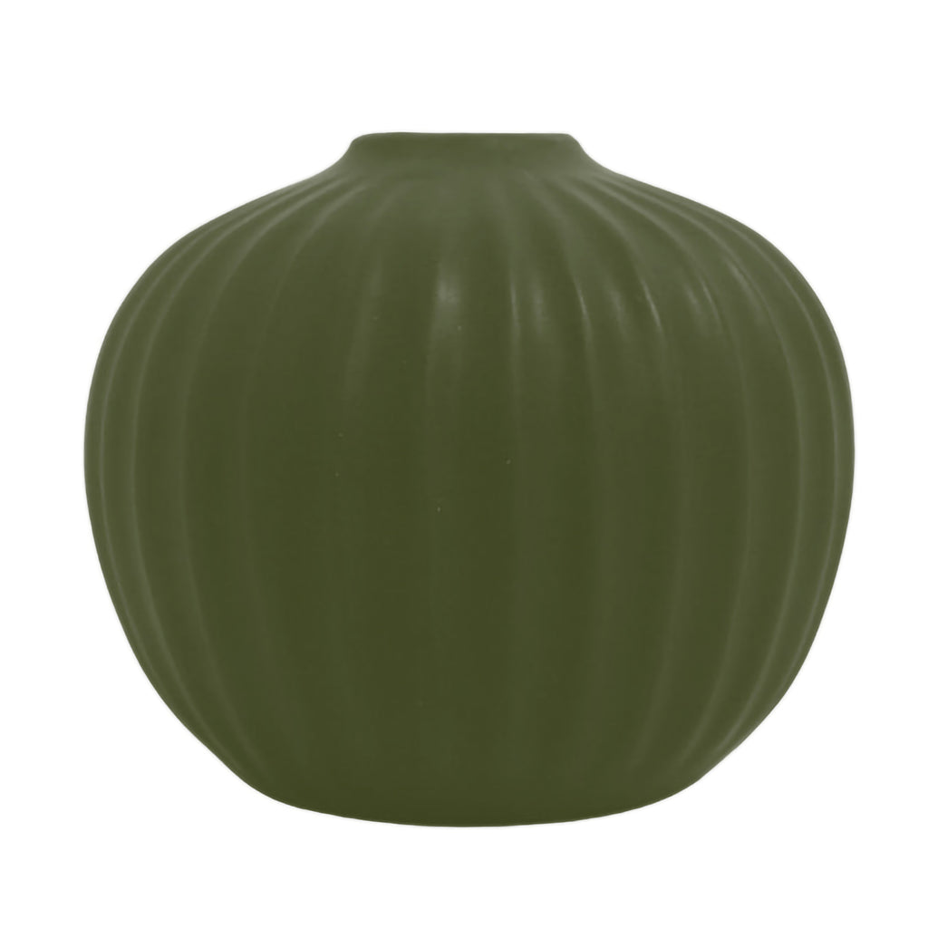 Grooved Bud Vase 12.5x11 Green