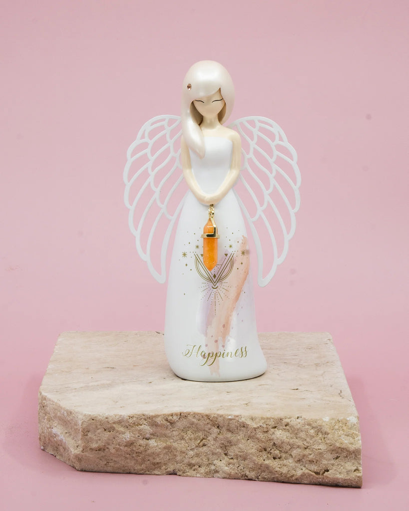 'Happiness' Sunstone Crystal Angel Figurine