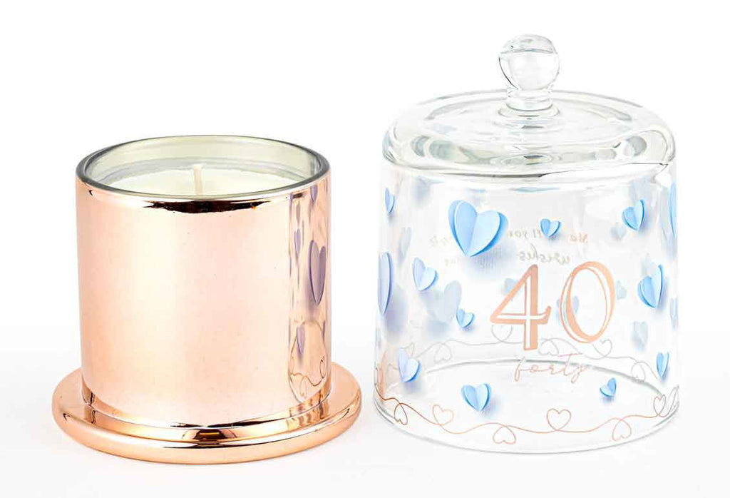 40TH PAPER HEARTS CANDLE WITH GLASS CLOCHE