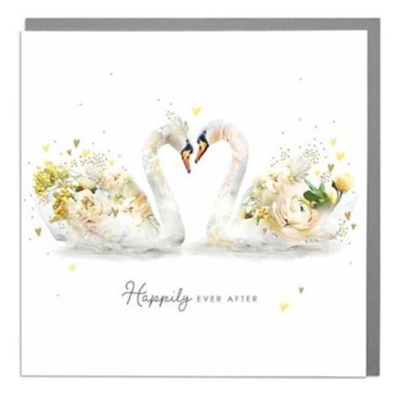 Swans Wedding Happily Ever After Greeting Card