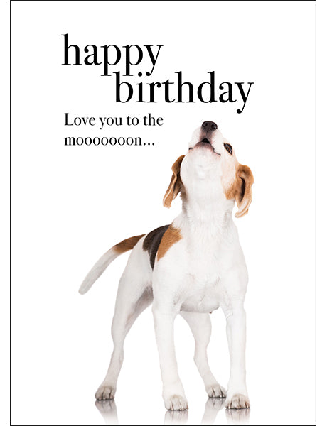 Puppy Animal Birthday Card - Love you to the moon