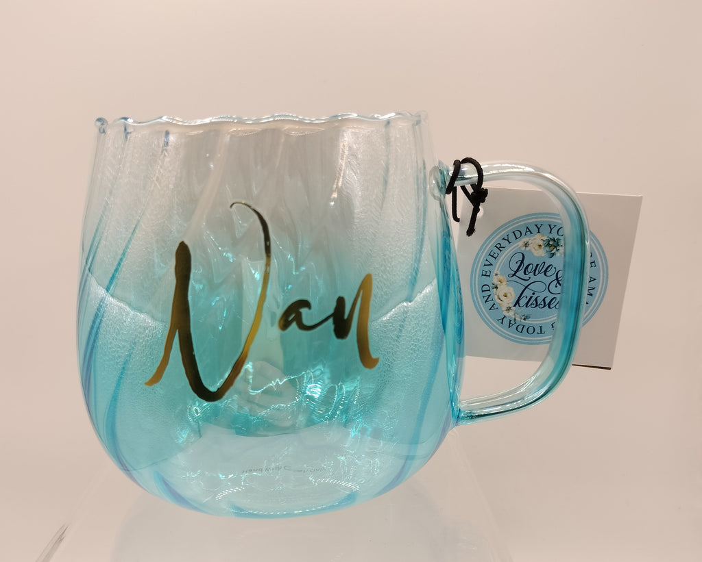 Nan Blue Twirl Glass Mug