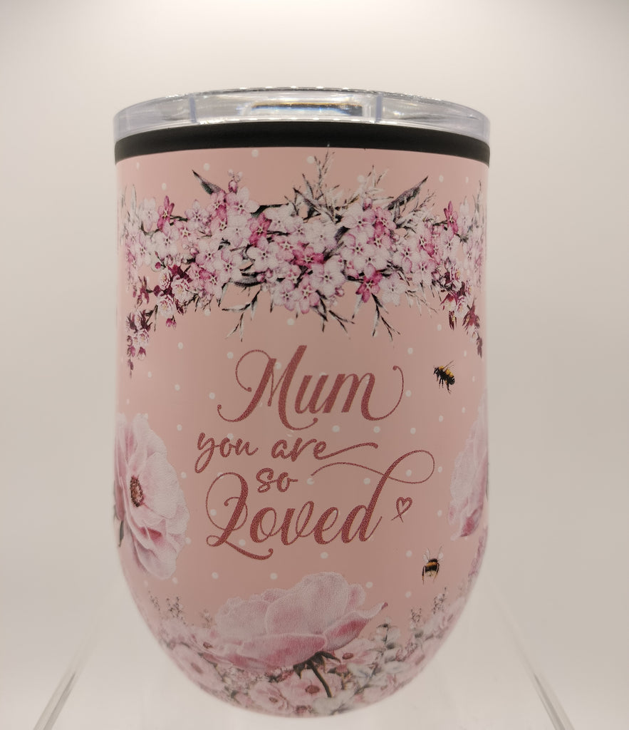 Mum pretty in pink double walled thermos mug