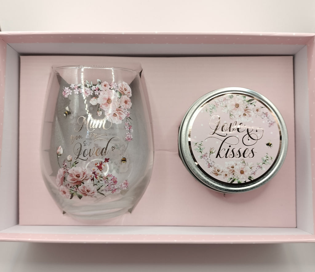 Mum pretty in pink candle stemless set