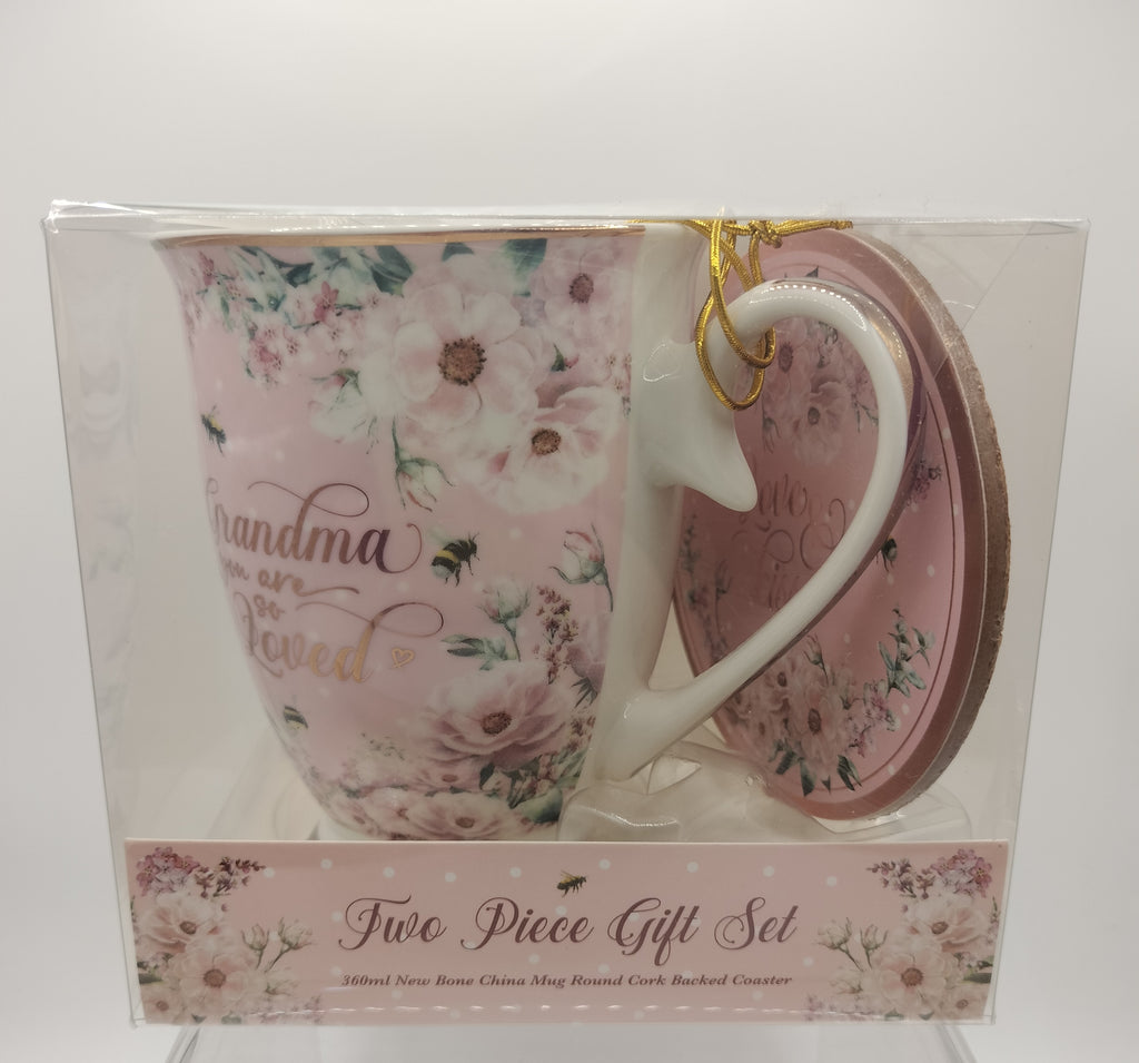 Grandma pretty in pink mug set