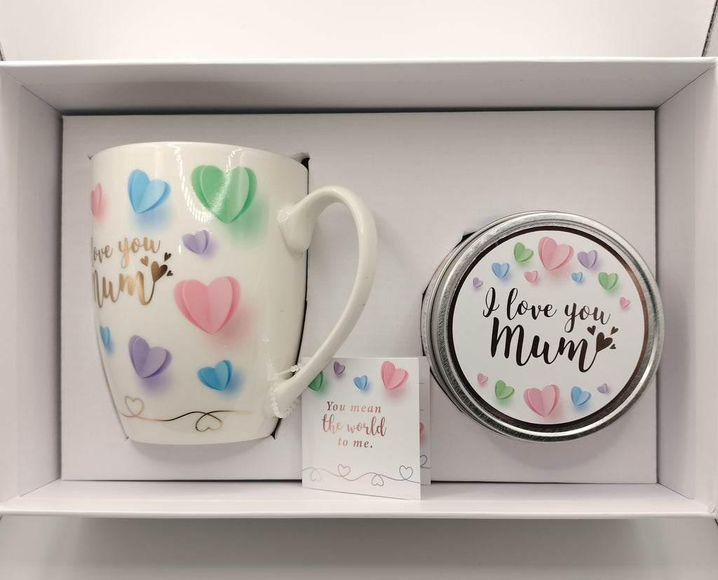 Mum sweet heart mug and candle set