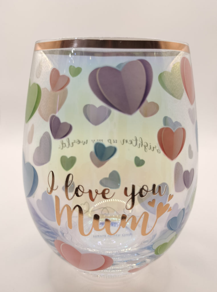 Mum sweet heart stemless glass