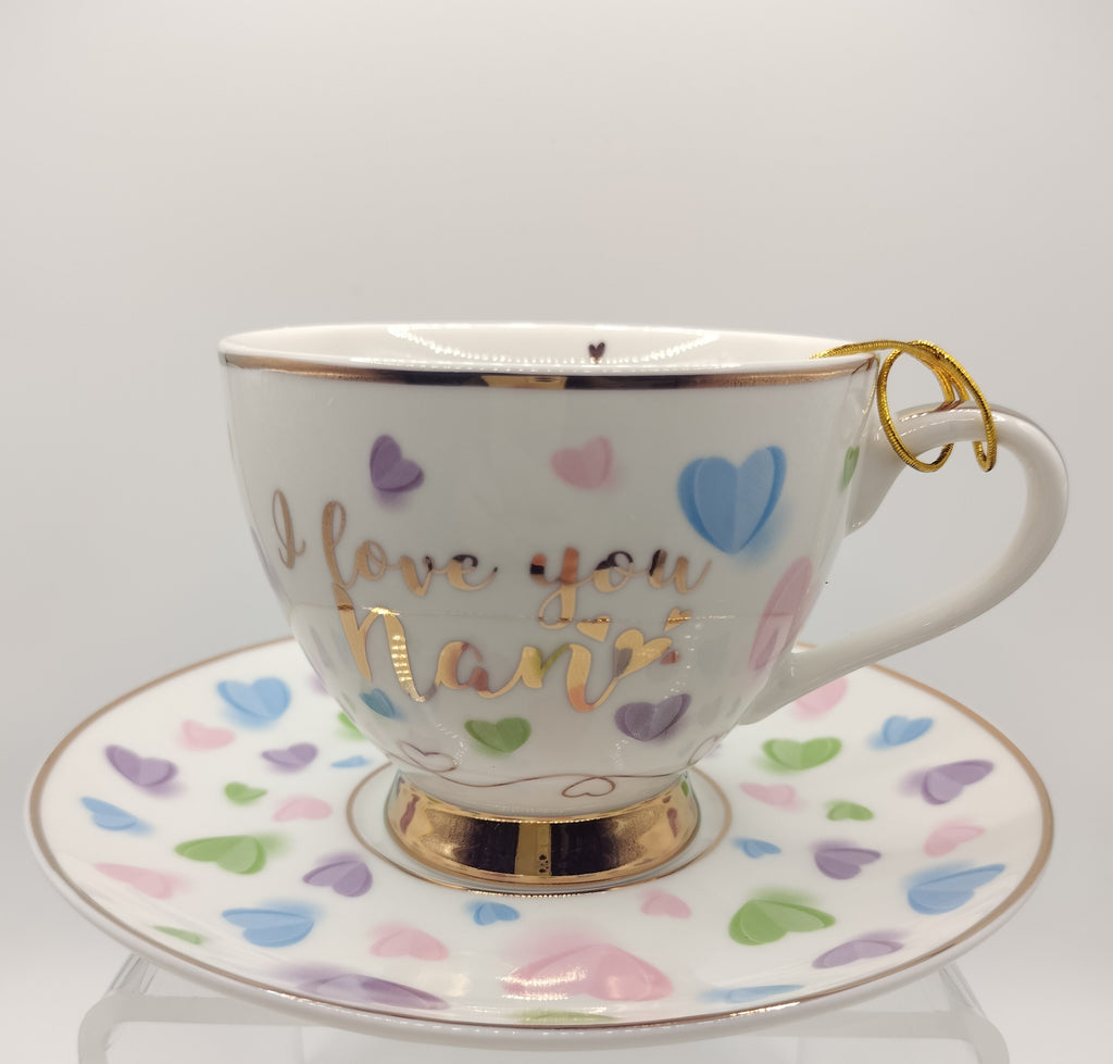 Nan sweet heart tea cup and saucer set