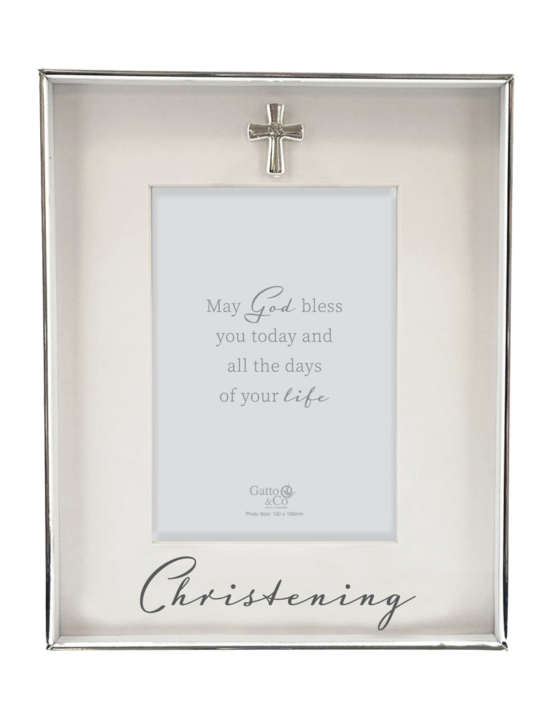 CHRISTENING FRAME SILVER WITH MOTIFF - 6 X 4