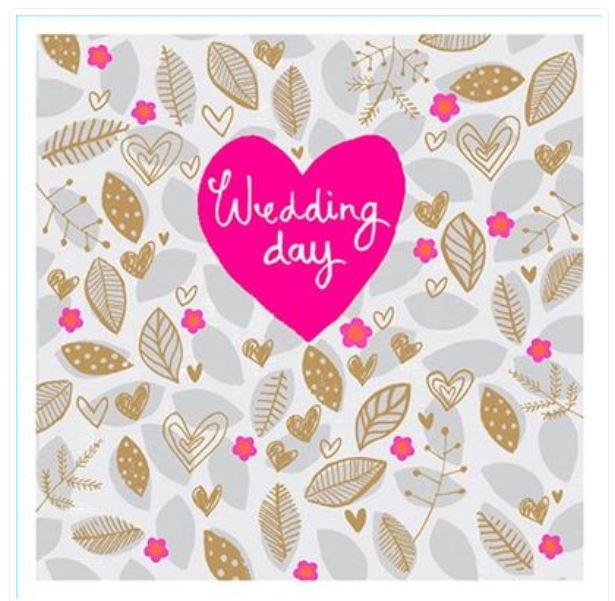 Pink Heart Wedding Day Greeting Card