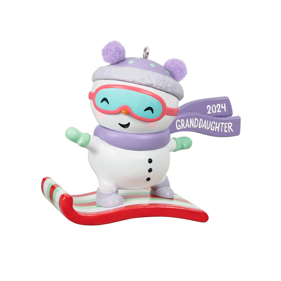 Hallmark 2024 Keepsake — Granddaughter Snowboarding Snowman 2024 Ornament