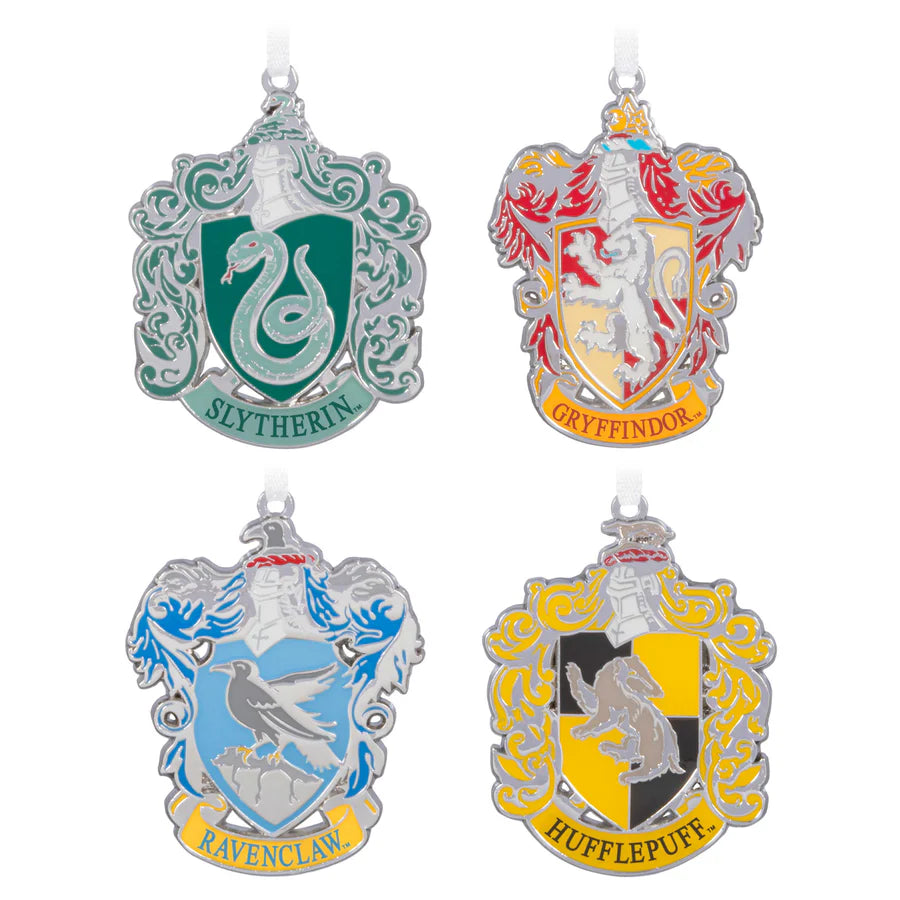 (Wishlist) Hallmark 2024 Keepsake — Harry Potter™ Hogwarts™ House Crest Metal Ornaments, Set of 4