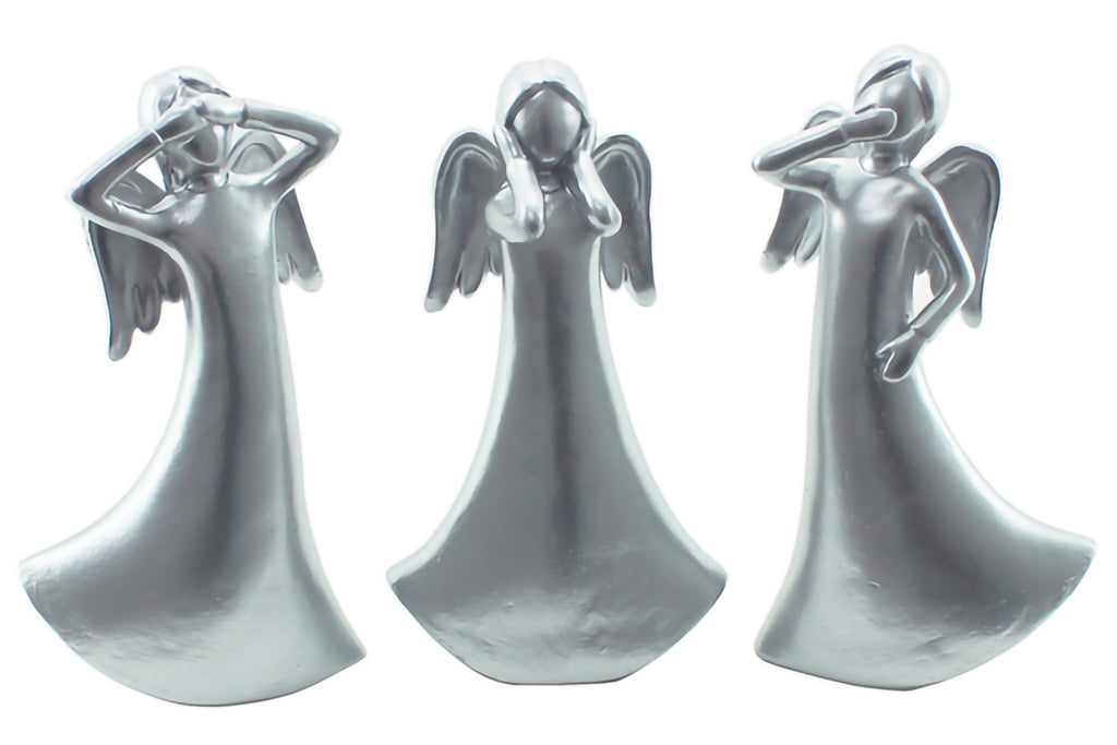 HSS Set of 3 Angels 20x13cm Silver Home Decor