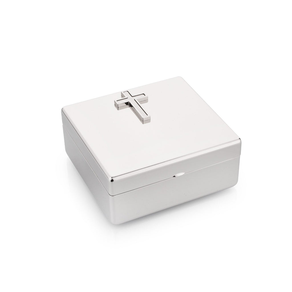 Whitehill Giftware - Nickel Plated Trinket Box With Cross Motif