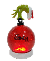 (Pre Order) Grinch Bauble W-S Lnt Red LED Water Spinning Ball