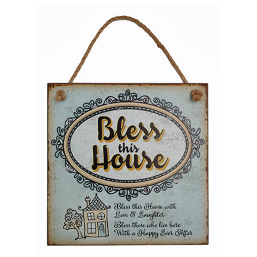 Bless This House Wooden Hanging Sign