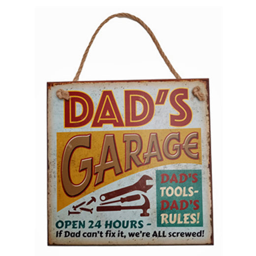 Dad's Garage Vintage Hanging Door Sign