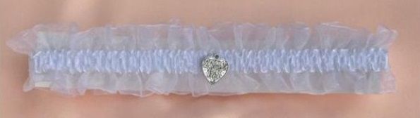 White Bridal Lacy Garter with Small Heart