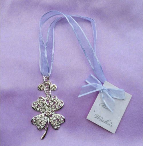 Diamante 4 Leaf Clover Bridal Charm, Silver