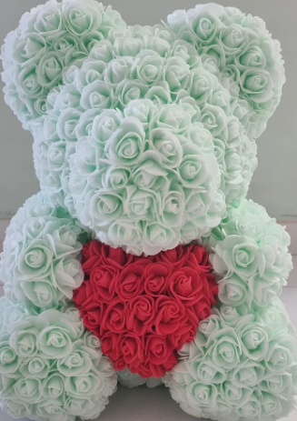 Green Rose Bear with Heart