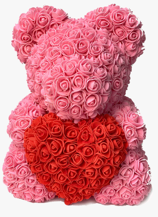 Pink Rose Bear with Heart